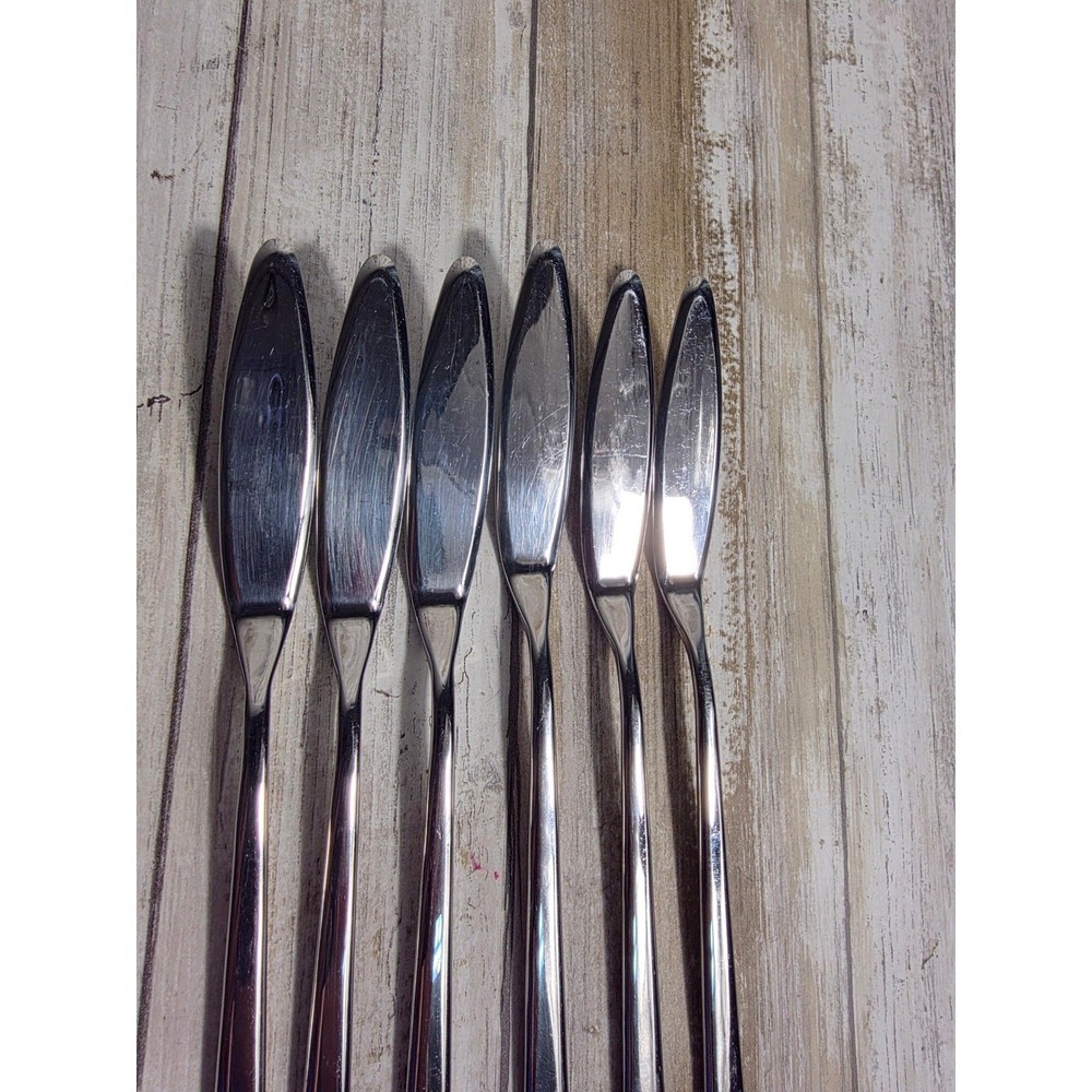 Becchetti Italy 18/10 Stainless Steel Fish Knives Set of 6 Silverware Flatware - Picture 3 of 11
